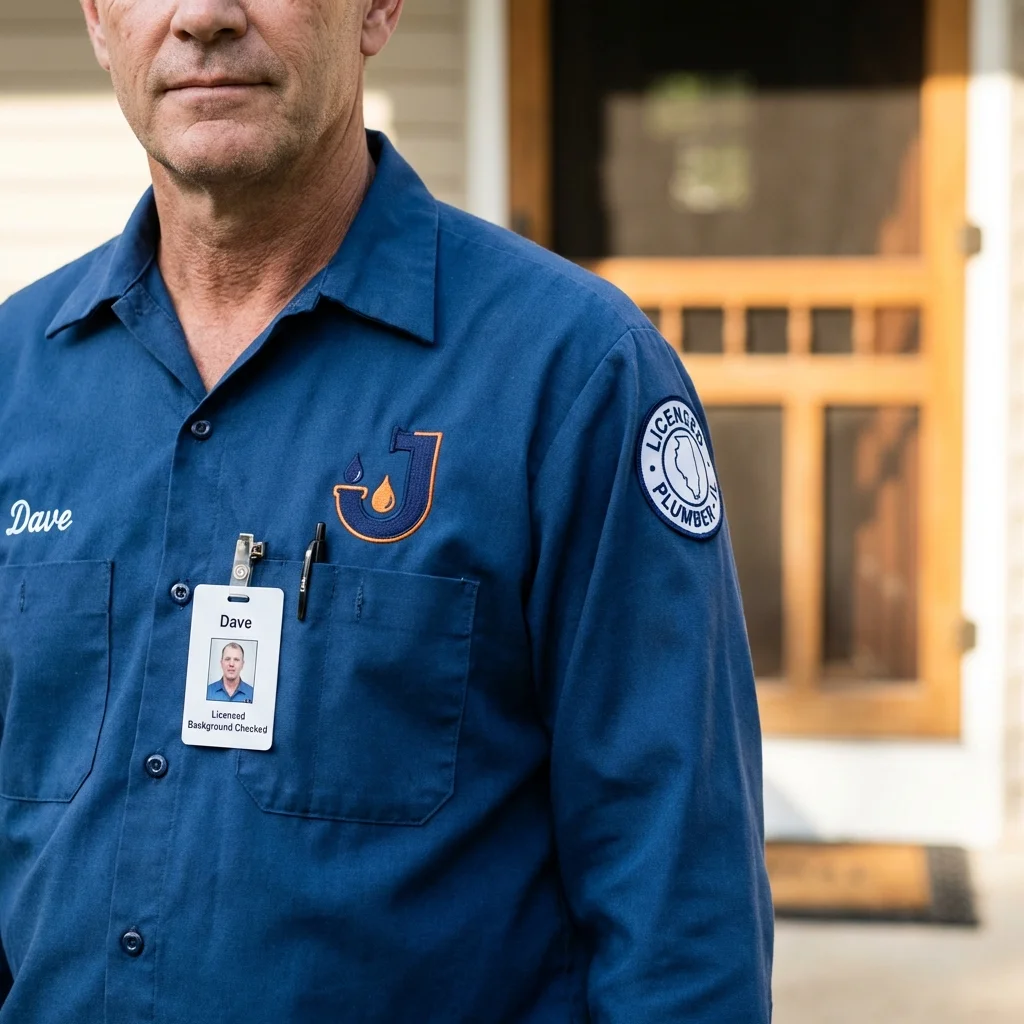 Licensed plumber showing ID badge in Gibsonia, PA