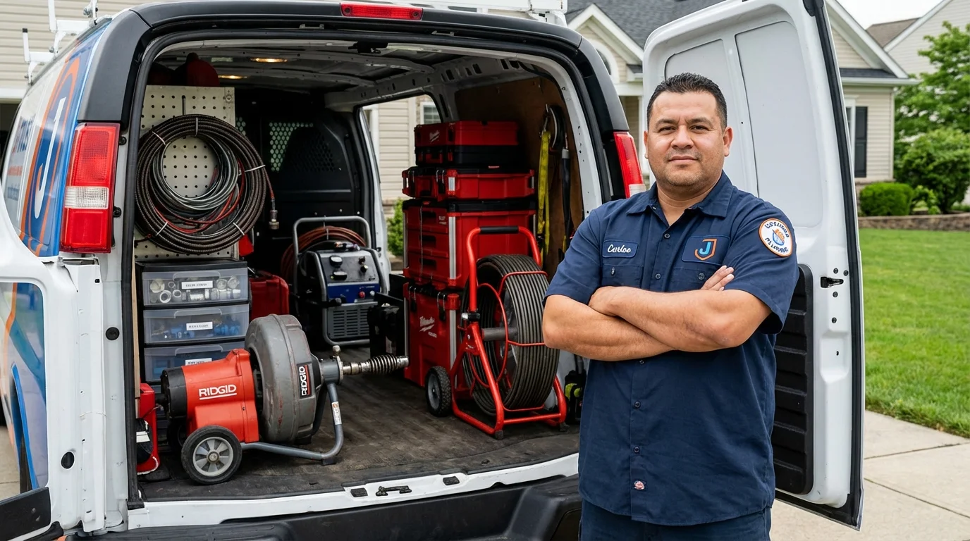 Professional drain cleaning equipment and Johns Plumbing LLC plumber in Gibsonia