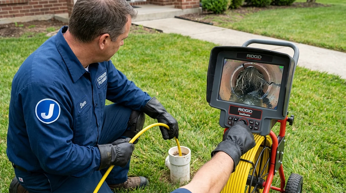 Sewer camera inspection being performed by Johns Plumbing LLC in Gibsonia