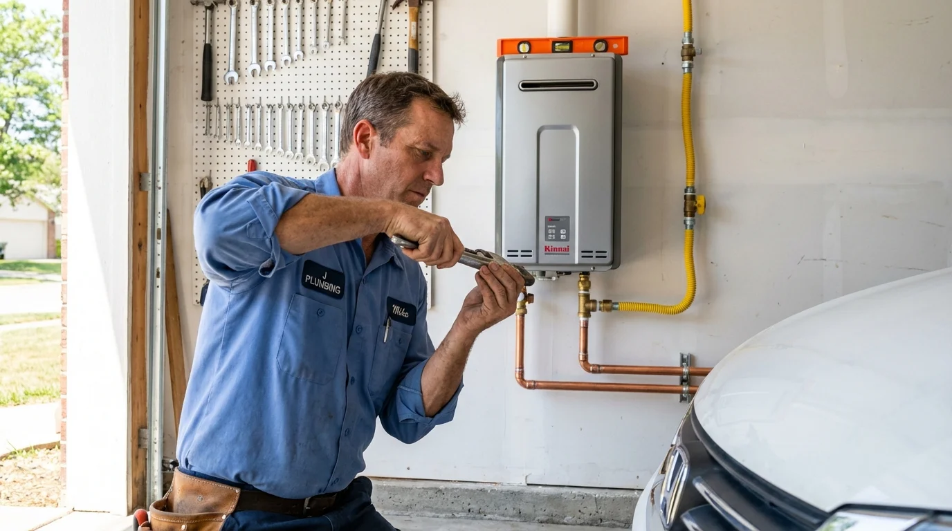 Tankless water heater installation by a Johns Plumbing LLC plumber in Gibsonia